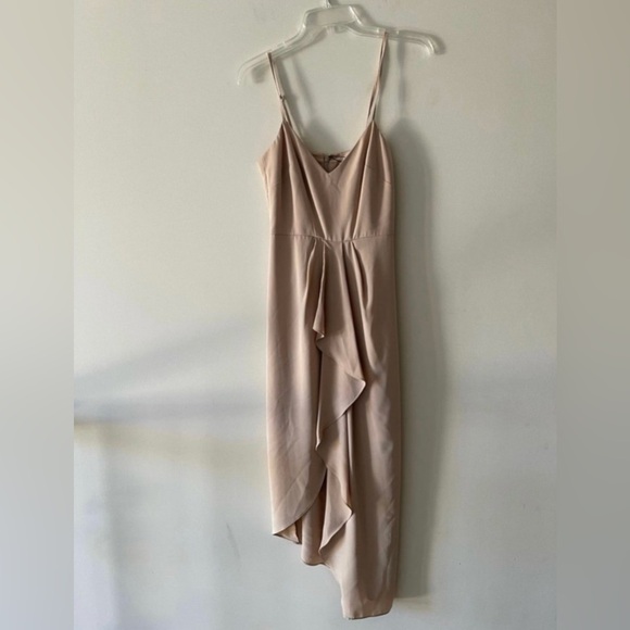 Spaghetti Strap Asymmetrical V-Neck Sleeveless Ruffle Midi Dress - Picture 3 of 4